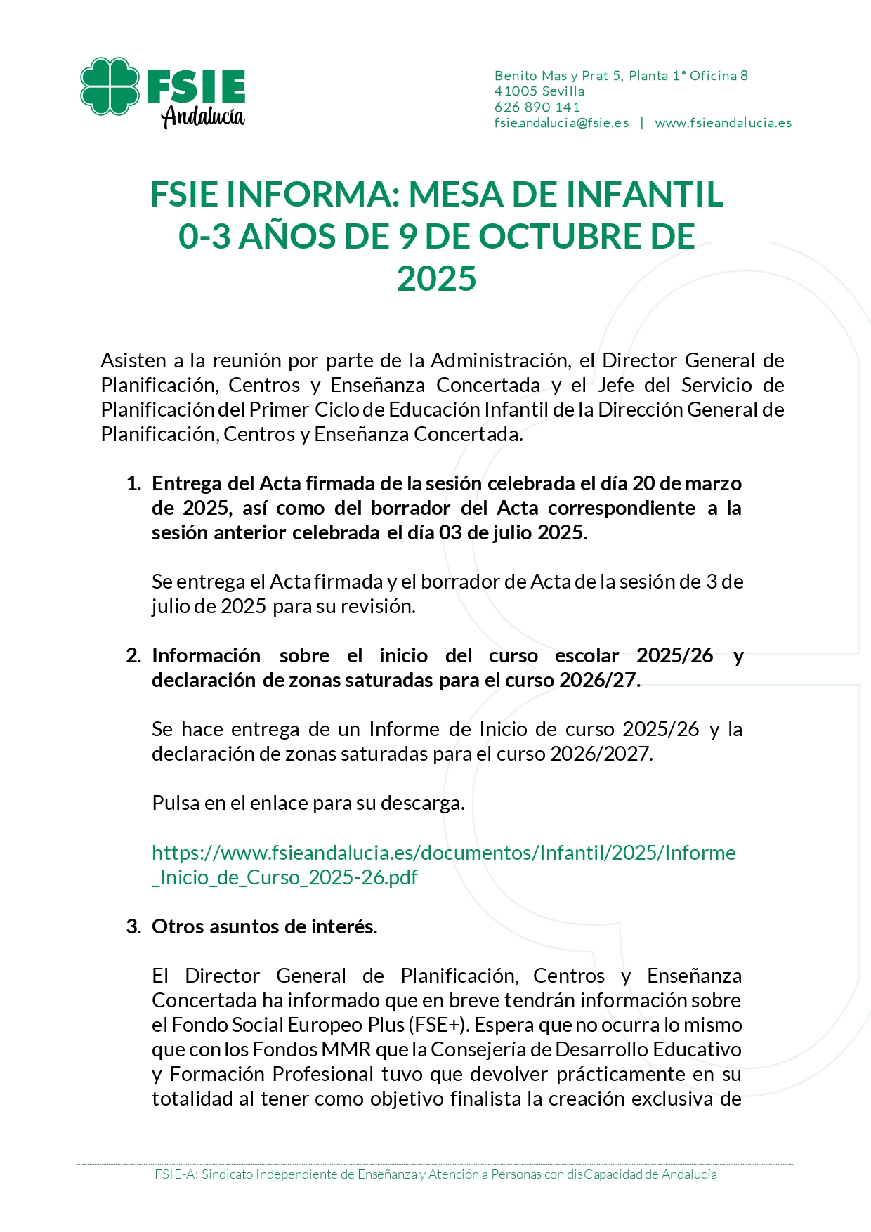 Resumen Mesa Infantil 0 3 de 9 de octubre de 2025